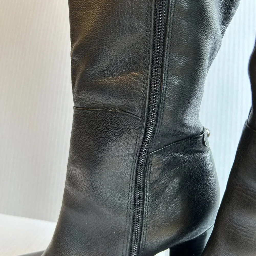 Liz & Co Black Leather Women's Calf Height Boots Size 9 Heel 4" - Picture 7 of 15